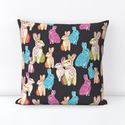 Retro Rabbits Charcoal