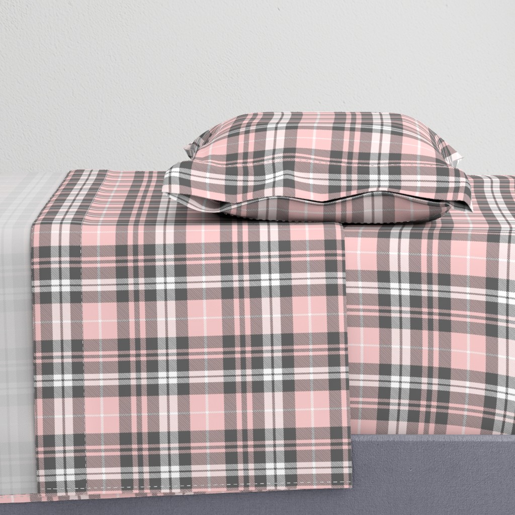 fall plaid - pink and grey - fearfully and wonderfully made coordinate fabric