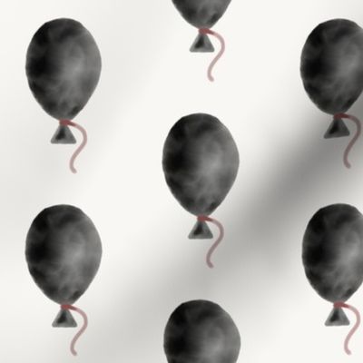 Watercolor balloons - black with berry string