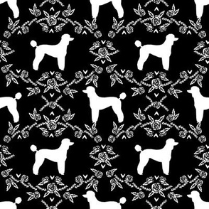 poodle silhouette floral minimal fabric pattern black and white