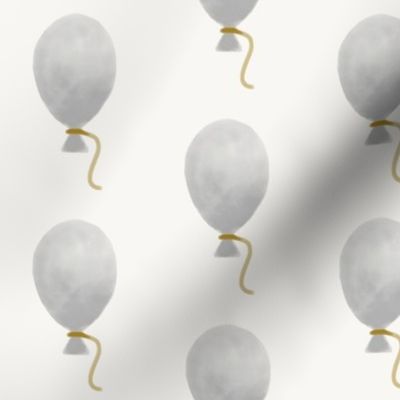 Watercolor balloons - grey balloons, grey and mustard hand drawn balloons, kids fun