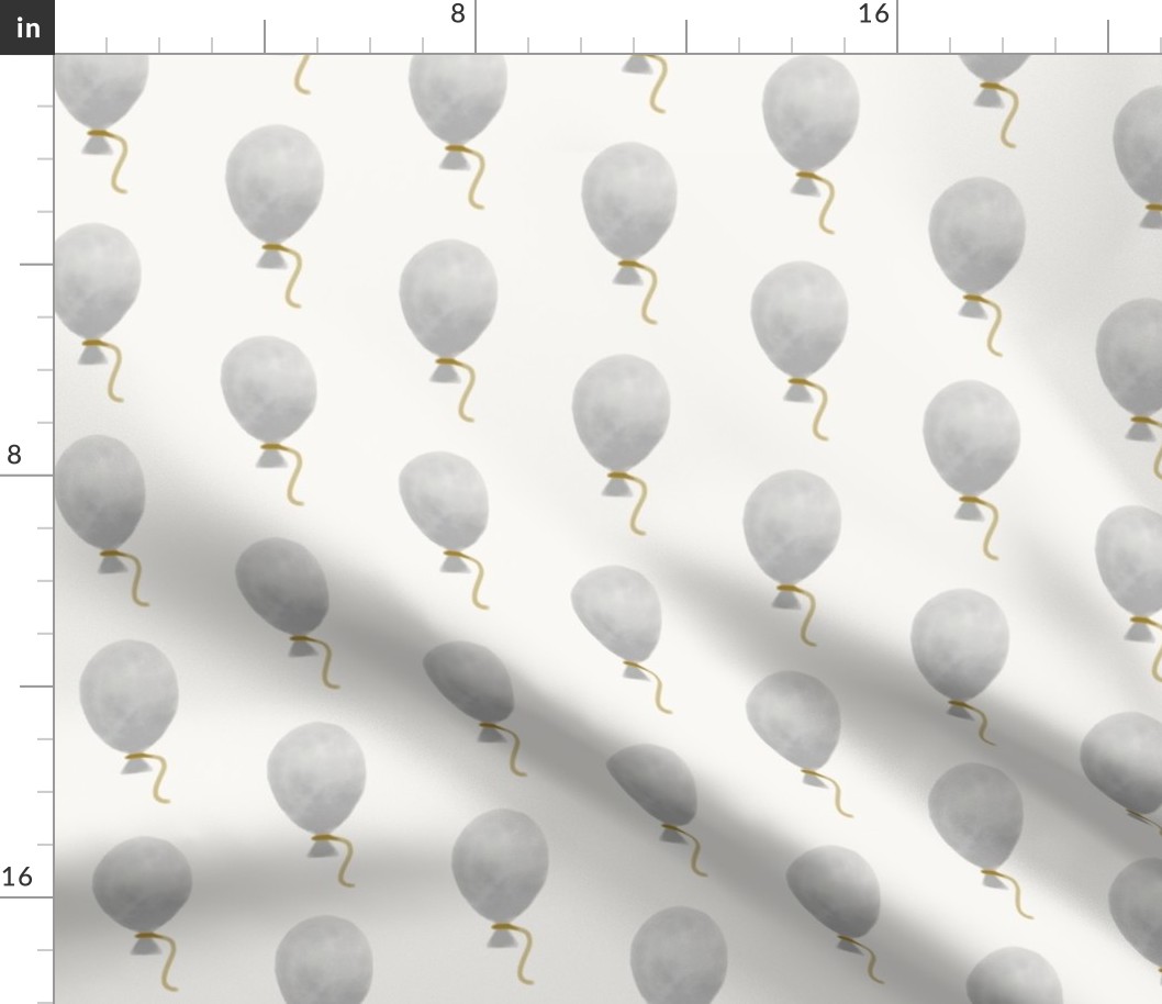 Watercolor balloons - grey balloons, grey and mustard hand drawn balloons, kids fun