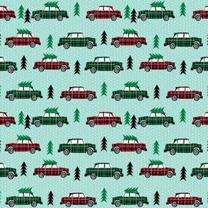 christmas plaid car vintage wagon design cute xmas holiday christmas fabric