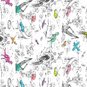 Dinosaur Toile Fabric, Wallpaper and Home Decor | Spoonflower