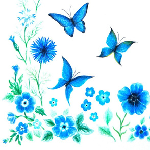 Blue carnations&butterfly