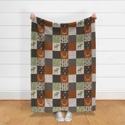 Wholecloth Quilt - Redstone Canyon + Olive Green - Moose, antlers, arrows, wild and free in rust, brown, tan-ch-ch