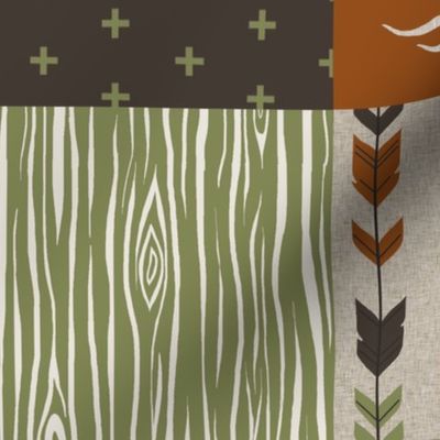 Wholecloth Quilt - Redstone Canyon + Olive Green - Moose, antlers, arrows, wild and free in rust, brown, tan-ch-ch