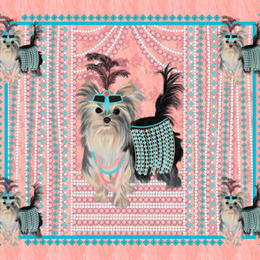 Yorkie - 1920 Flapper - Quilt Panel - 42x36"