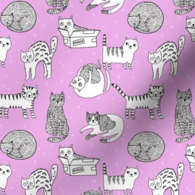 cat fabric // cute cats kitten pets design by andrea lauren - purple