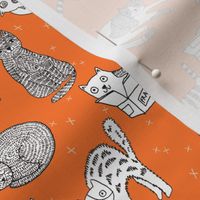 cat fabric // cute cats kitten pets design by andrea lauren - orange