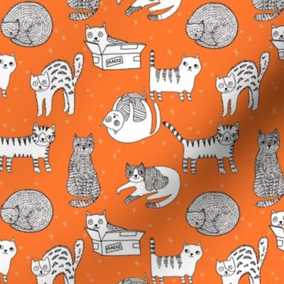 cat fabric // cute cats kitten pets design by andrea lauren - orange