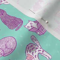 cat fabric // cute cats kitten pets design by andrea lauren - pastel mint