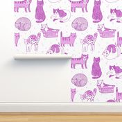 cat fabric // cute cats kitten pets design by andrea lauren - pastel purple