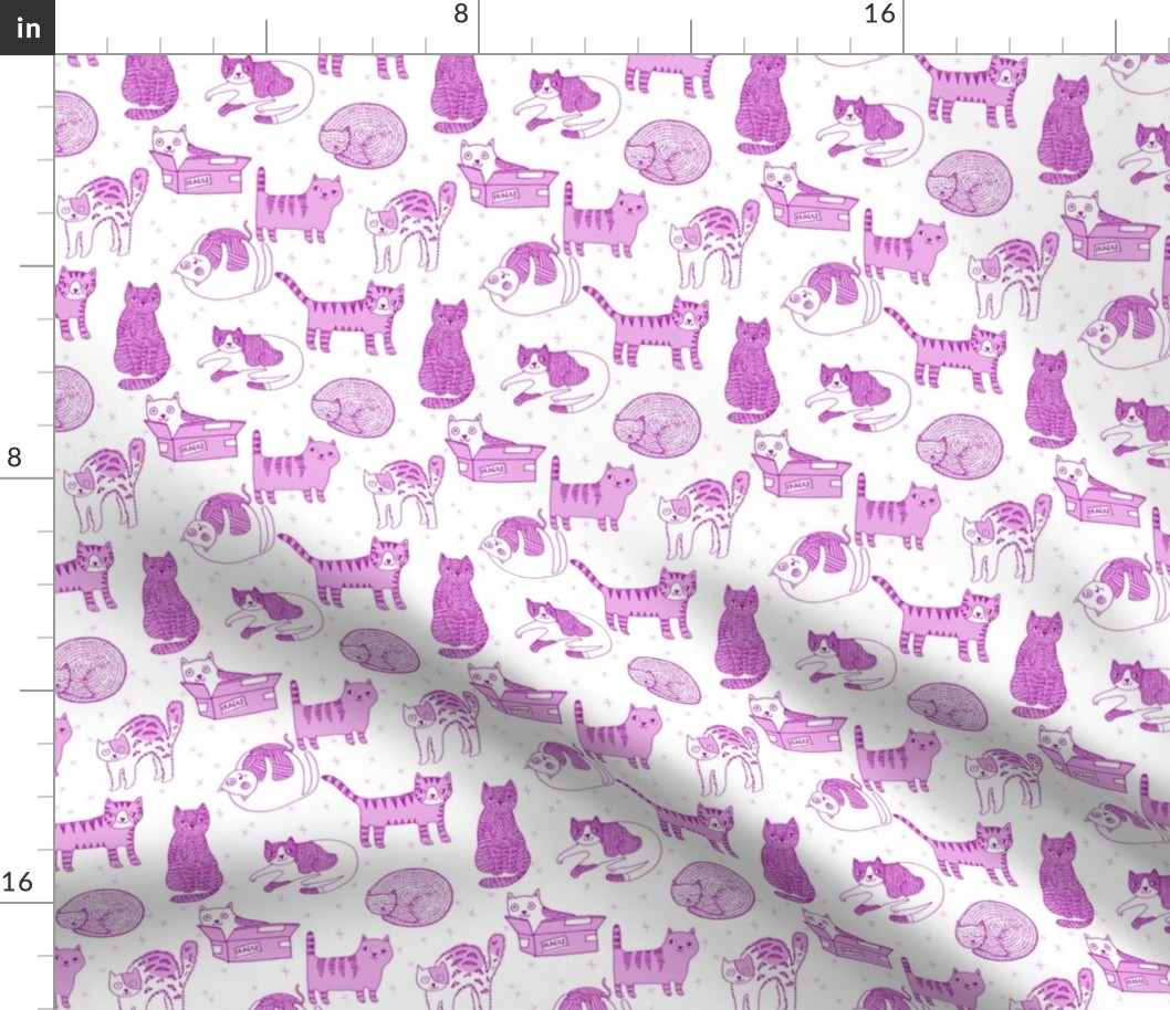 cat fabric // cute cats kitten pets design by andrea lauren - pastel purple