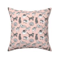 cat fabric // cute cats kitten pets design by andrea lauren - pink and grey