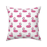 flamingo float on white 