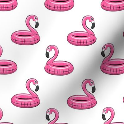 flamingo float on white 