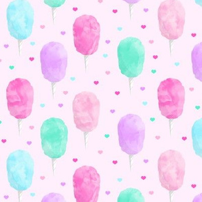 cotton candy on pink with hearts