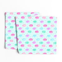 cotton candy on light green with hearts