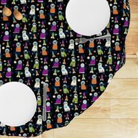 space cats fabric // cat cats design cute cats kittens kitty design - black