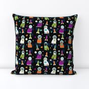 space cats fabric // cat cats design cute cats kittens kitty design - black