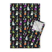 space cats fabric // cat cats design cute cats kittens kitty design - black