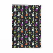 space cats fabric // cat cats design cute cats kittens kitty design - black