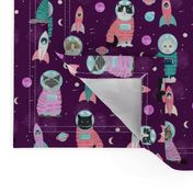 space cats fabric // cat cats design cute cats kittens kitty design - purple