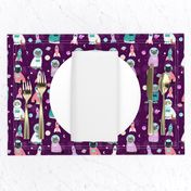 space cats fabric // cat cats design cute cats kittens kitty design - purple