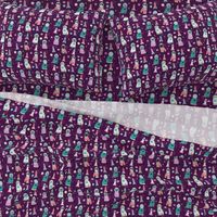 space cats fabric // cat cats design cute cats kittens kitty design - purple