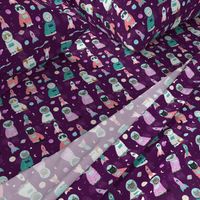 space cats fabric // cat cats design cute cats kittens kitty design - purple