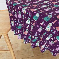 space cats fabric // cat cats design cute cats kittens kitty design - purple