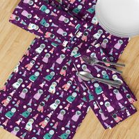 space cats fabric // cat cats design cute cats kittens kitty design - purple