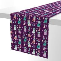 space cats fabric // cat cats design cute cats kittens kitty design - purple