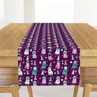 space cats fabric // cat cats design cute cats kittens kitty design - purple