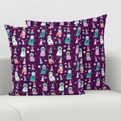 space cats fabric // cat cats design cute cats kittens kitty design - purple