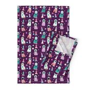 space cats fabric // cat cats design cute cats kittens kitty design - purple