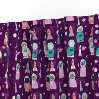 space cats fabric // cat cats design cute cats kittens kitty design - purple