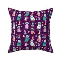 space cats fabric // cat cats design cute cats kittens kitty design - purple