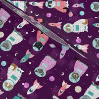 space cats fabric // cat cats design cute cats kittens kitty design - purple