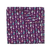 space cats fabric // cat cats design cute cats kittens kitty design - purple