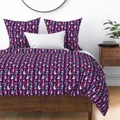 space cats fabric // cat cats design cute cats kittens kitty design - purple