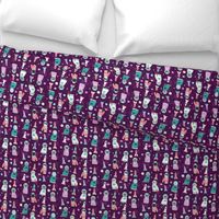 space cats fabric // cat cats design cute cats kittens kitty design - purple