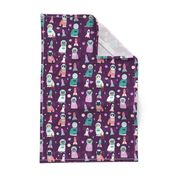 space cats fabric // cat cats design cute cats kittens kitty design - purple