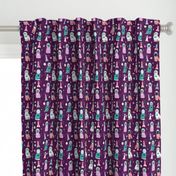 space cats fabric // cat cats design cute cats kittens kitty design - purple