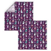 space cats fabric // cat cats design cute cats kittens kitty design - purple