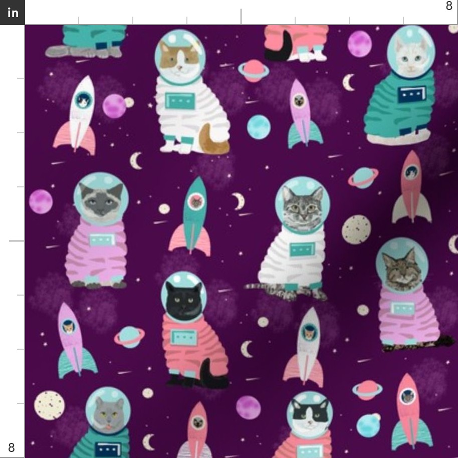 space cats fabric // cat cats design Fabric | Spoonflower