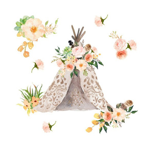 14" Floral Aztec Teepee 