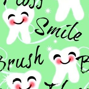 Brush Floss Smile - dental -Retro /Mint Green 