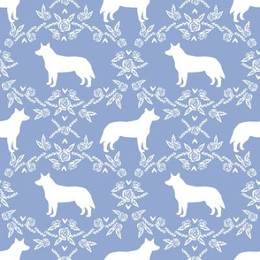 Australian Cattle Dog floral silhouette dog breed pattern periwinkle